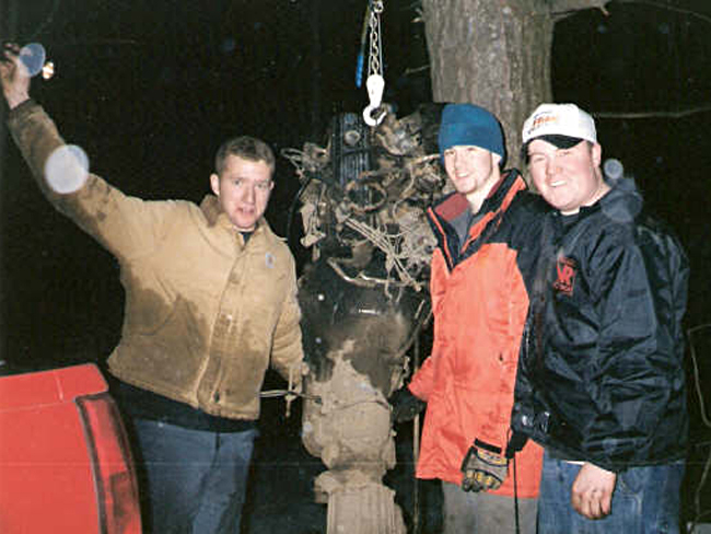 Engine hanging from a tree Engine hanging from a tree